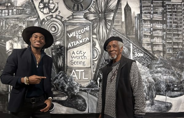 Fine artist Raphael Bahindwa with Acclaimed Atlanta-based photographer Jim Alexander. Photo by Noah Washington/The Atlanta Voice
