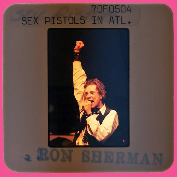 Johnny Rotten performs in Atlanta, 1978, photo by Ron Sherman