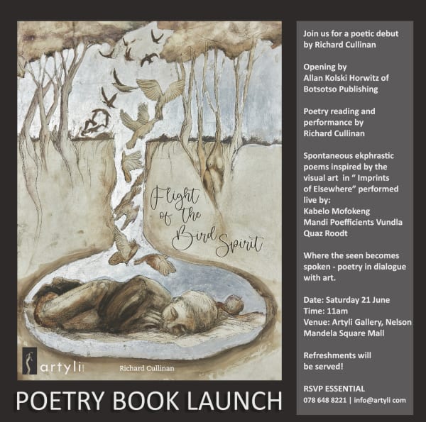 Artyli Gallery celebrates the synergy between the poetic and the optic, for a debut poetry book launch of ‘Flight of the Bird Spirit’ by Richard Cullinan. The event will be hosted at Artyli Gallery, Saturday 21 June at 11am.