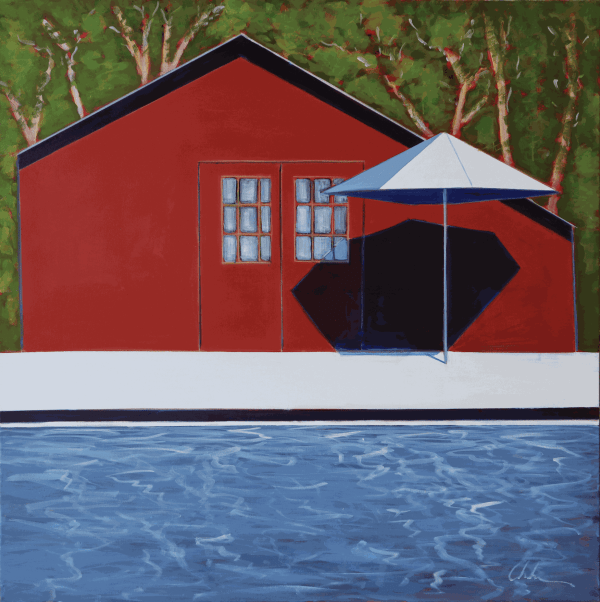 Melissa Chandon, Red Cottage with Pool, 2021