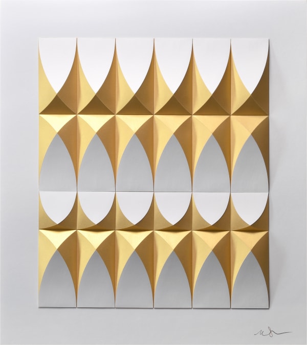 Matthew Shlian, Omoplata 200 v 1 in white & gold paper, 2023