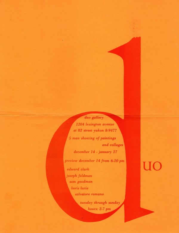 5 Man Showing of Paintings and Collages Duo Gallery, New York, NY