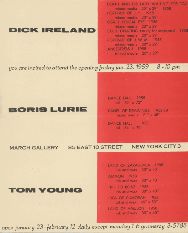 Dick Ireland, Boris Lurie, Tom Young , NY