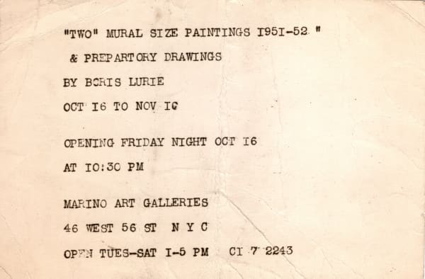 Two Mural size paintings 1951-52 & Prepartory Drawings Marino Art Galleries, New York, NY