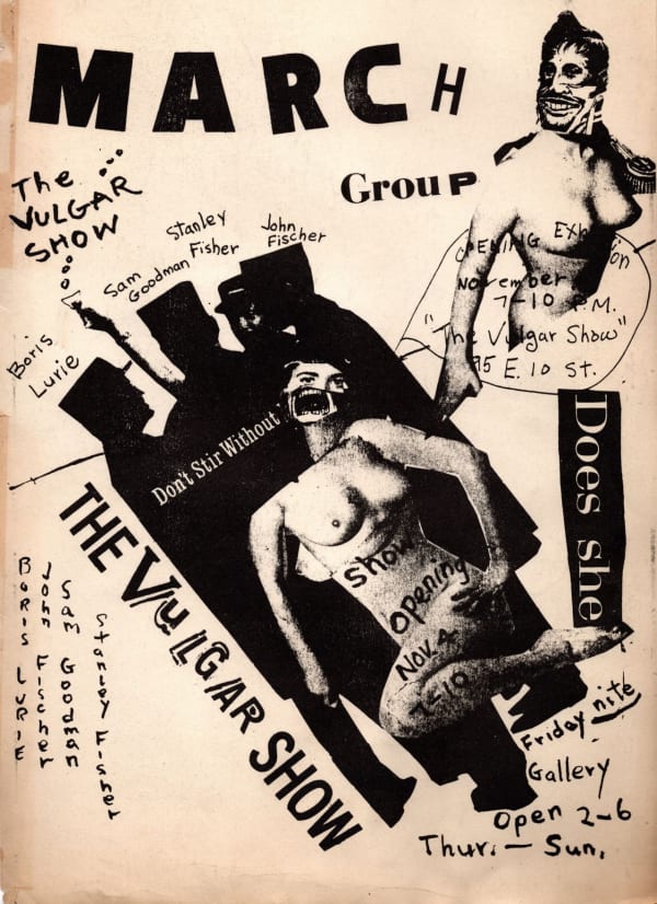 Vulgar Show: Boris Lurie, John Fischer, Sam Goodman, Stanley Fisher March Gallery, New York, NY