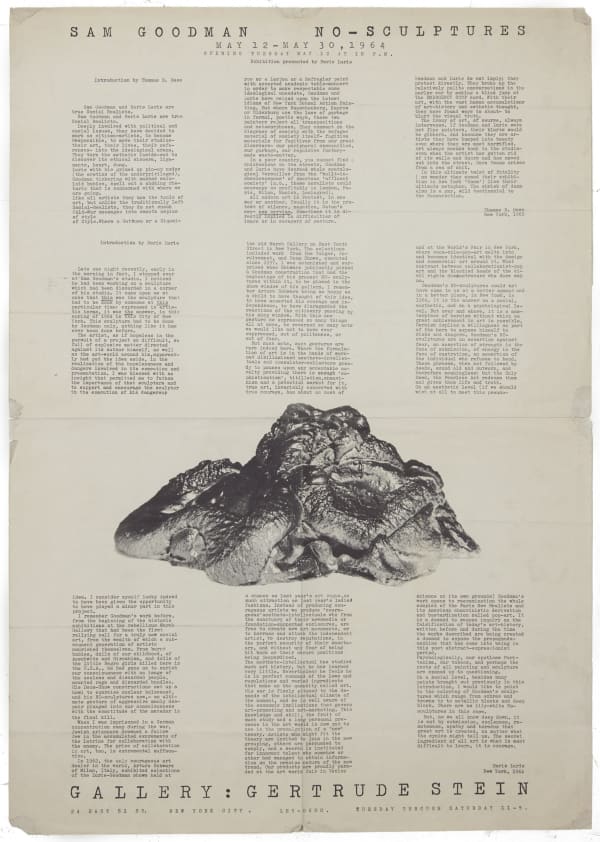 NO-Sculptures: Sam Goodmand and Boris Lurie Gallery: Gertrude Stein, New York, NY