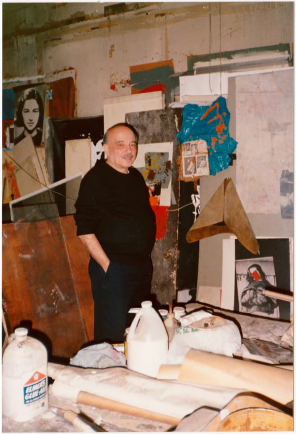 Boris Lurie in his studio, c. late 1990s