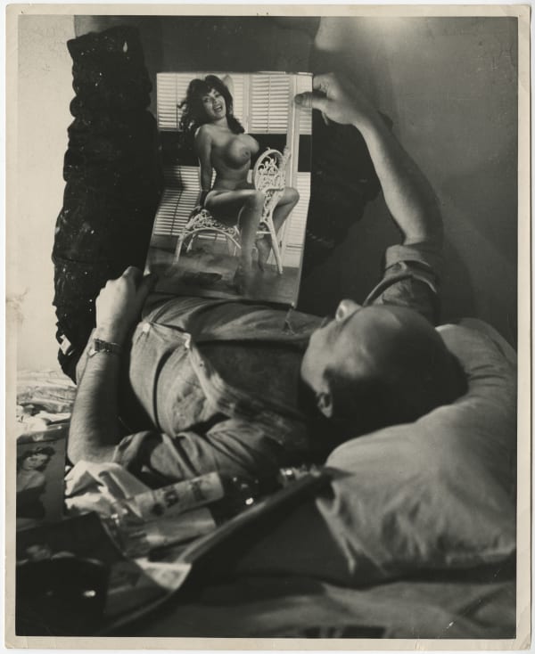 Boris Lurie in his studio, c. 1961