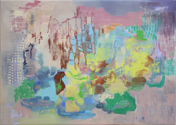 Diane Howse Land Fall, 2024 Oil and oil stick on linen 50 x 70 cm Series: Ornament of Dust Signed and dated verso