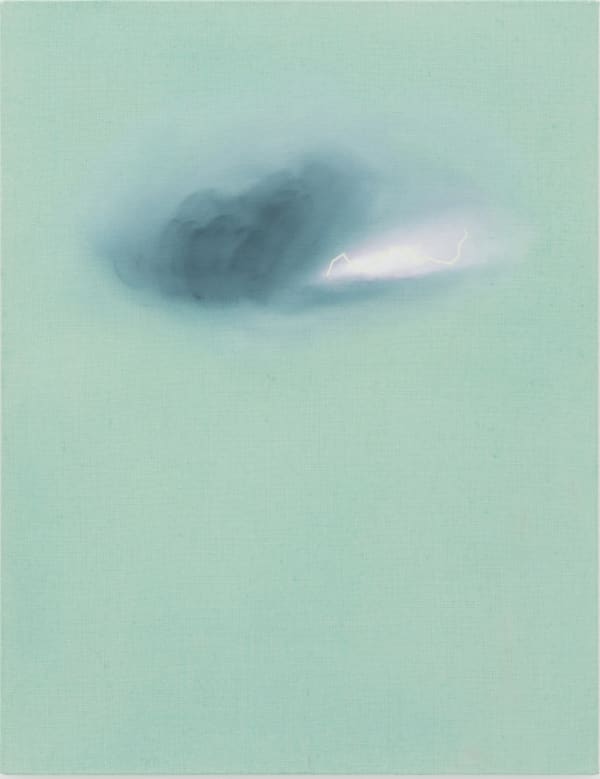 Hannah Luxton The storm is coming, you should stay home II, 2024 Oil and distemper on ivory linen 68 x 54 cm Signed and dated verso