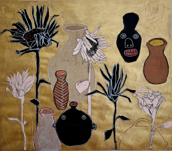Amanda Holiday Jug Garden II, 2024 Paper cut outs, acrylic paint, pastel and charcoal on paper 65 x 74 cm Signed and dated verso