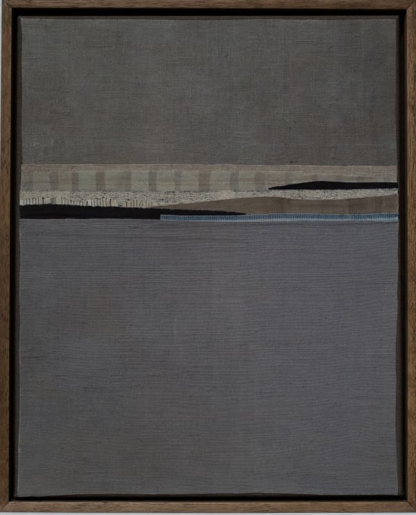 Mary Norden Shore Line, 2024 Vintage fabrics on canvas 50 x 40 cm + frame Signed and dated verso