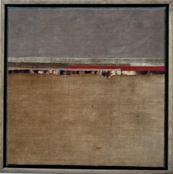 Mary Norden From Where I Stand 7, 2024 Vintage fabric on canvas 40 x 40 cm + frame Signed and dated verso