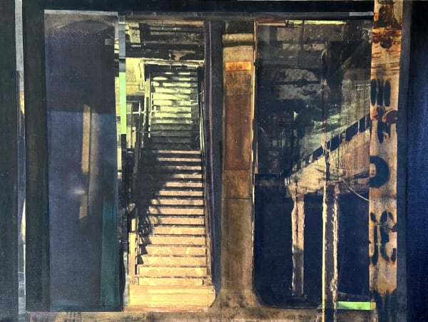 Anna van Oosterom Untitled, 2024 Transfer on canvas with acrylic paint and chalk pastel 45 x 61 cm Signed and dated verso