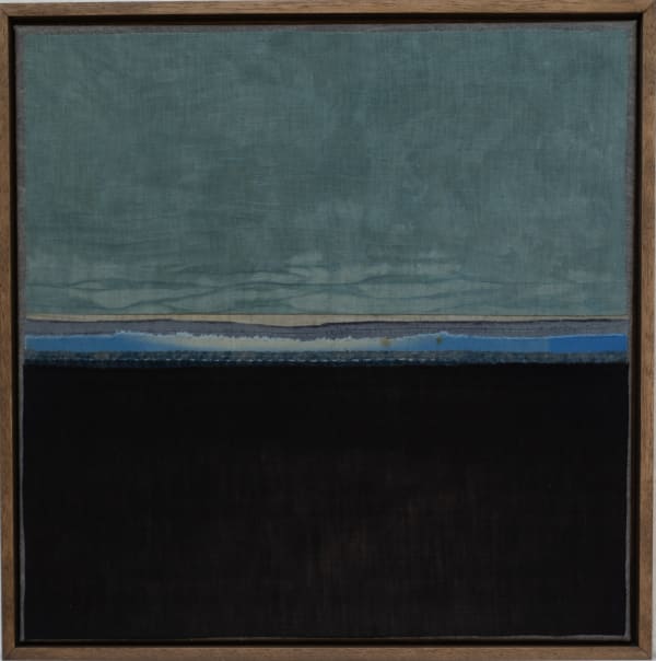 Mary Norden The Day Begins at Night, 2024 Vintage fabrics on canvas 50 x 50 cm + frame Signed and dated verso