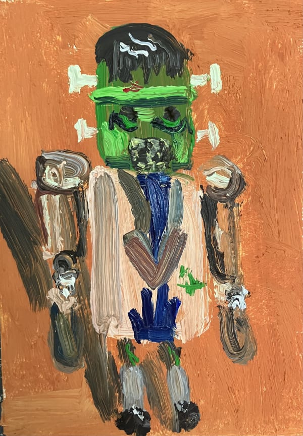 Archie Franks Frankenstein Toy, 2023 Oil on board 18 x 12 cm Signed and dated vetso