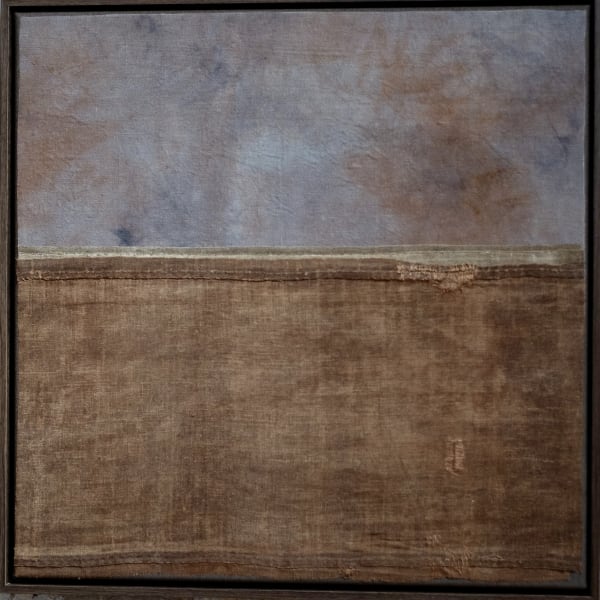 Mary Norden Drama at Nightfall, 2023 Vintage fabric on canvas 60 x 60 cm Signed and dated verso