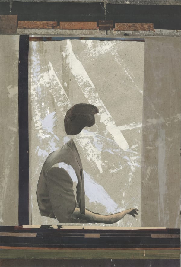 Anna van Oosterom Untitled 1, 2024 Mixed media and collage on board 28 x 19 cm (board 30 x 24 cm) Series: Window people Signed and dated verso