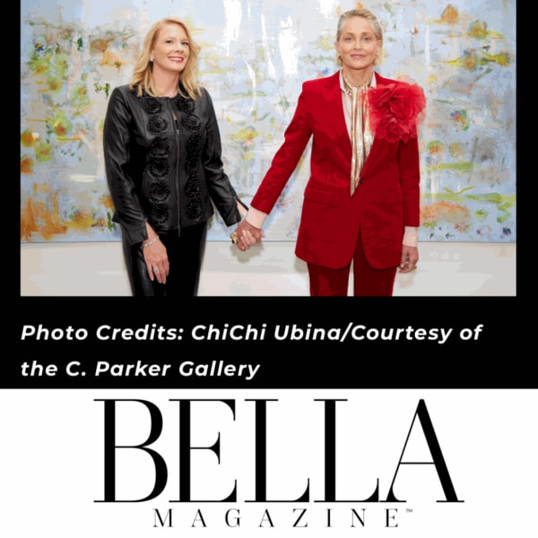 Artist Sharon Stone with Curator and Gallery Owner Tiffany Benincasa