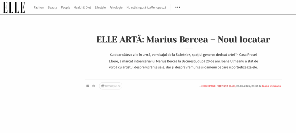 ELLE ARTĂ: Marius Bercea – Noul locatar