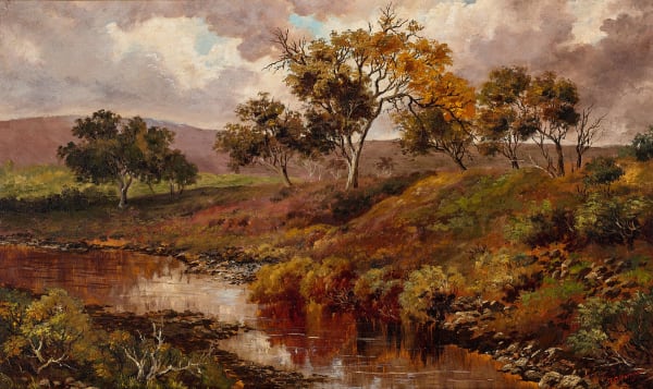 Eliza Georgina Harrison, Landscape from Nature, Moorabool Creek, Geelong