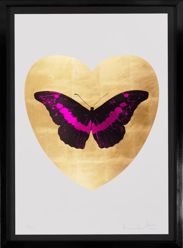 Damien Hirst: 'I Love You' Butterfly, Fuchsia/Gold, 2015