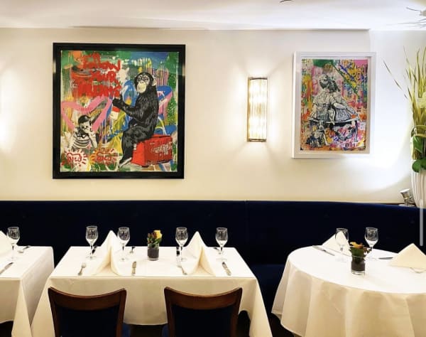 Le Bilboquet Restaurant 'Follow Your Dreams Monkey' Mixed Media Painting (2020), Mr. Brainwash 'Work Well Together POW' Mixed Media Painting (2020), Mr. Brainwash