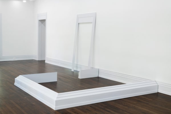 Nelly Agassi, “1:1 (for Elsa),” 2019. MDF, poplar wood, adhesive, and latex enamel paint. Two pieces: 111 x 111 x 11 1/2 in.; 86 1/2 x 51 x 1 in. Photo: Nathan Keay