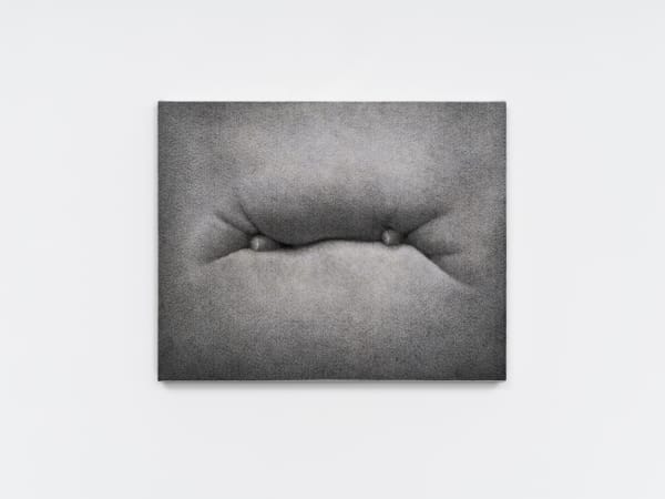 One Seam & Two Points 一条缝两个点, ZHANG Yunyao 张云垚, 2022. Graphite pencil on felt stretched on panel 石墨铅笔毛毡裱于木板, 36 ×...