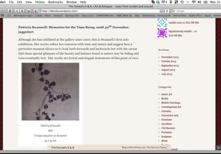 Patricia Swannell's Memories for the Time Being mention in Art & Antiques