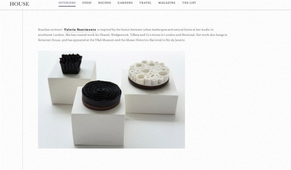 Valeria Nascimento in Collect mentioned in House & Garden