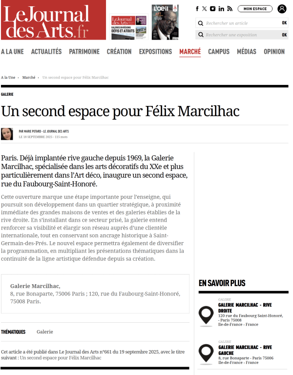 Le Journal des Arts , n°661 : Un second espace pour Félix Marcilhac