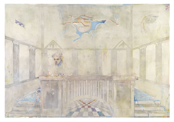 Courtroom, 2020, oil on marble powder on jute, 190 x 278 cm