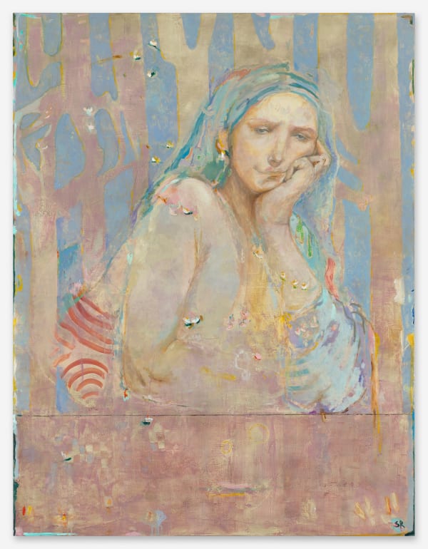 Basic Solitude, 2021, oil on marble powder on canvas, 180 x 138 cm