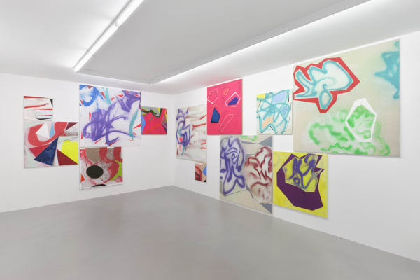 Various paintings titled; GINNY, 2021, acrylic on canvas, between 50 x 50 cm & 150 x 150 cm