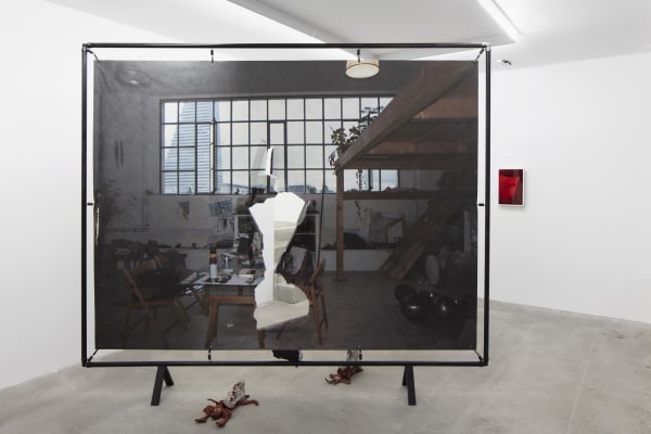 2 Views from the Atelier, 2019, print on Tyvek and steel frame, 242 x 288 x 32 cm