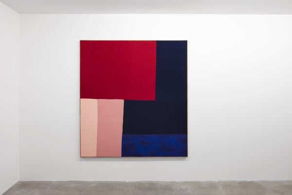 Untitled, 2019, hand woven cotton canvas and acrylic on canvas in artist's frame, 193 x 178 cm