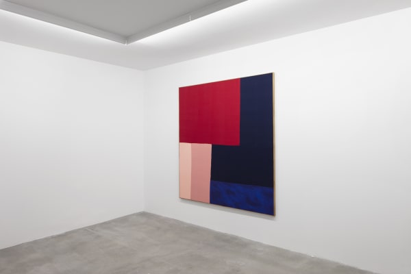 Untitled, 2019, hand woven cotton canvas and acrylic on canvas in artist's frame, 193 x 178 cm