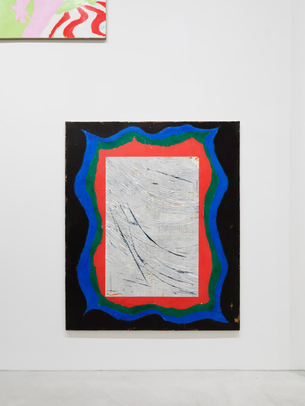 The Experience of a faceless Moment/I, 2024, oil, bitumen and pigmented marble powder on jute, 180 x 150 cm | 70.9 x 59 in.