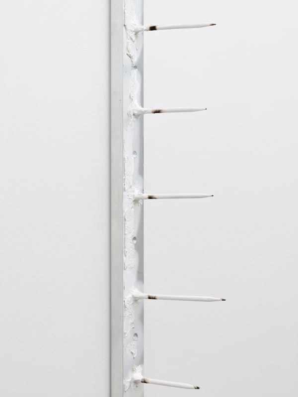 ELZA SILE, Infinity Fountain, 2025, aluminum, acrylic, wood, fire, 170 x 5 x 15 cm