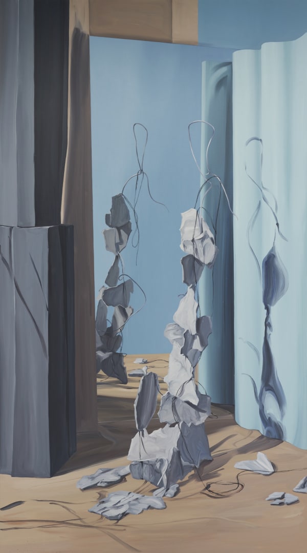 Blue Shodow1, 2021, oil on canvas, 220 x 120 cm