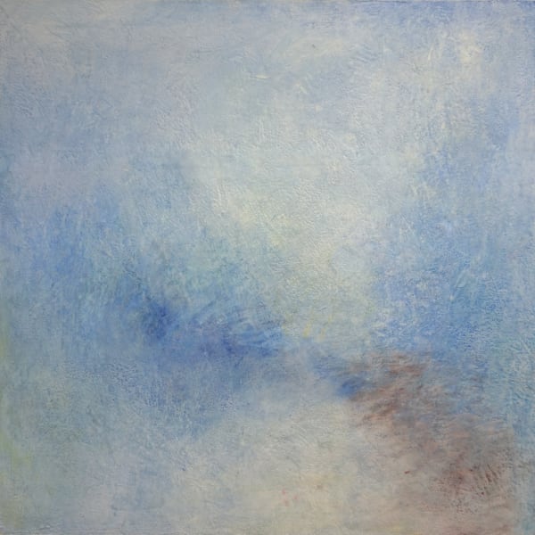 Big Blue, 2022, oil, wax on wood, 110 x 110 cm