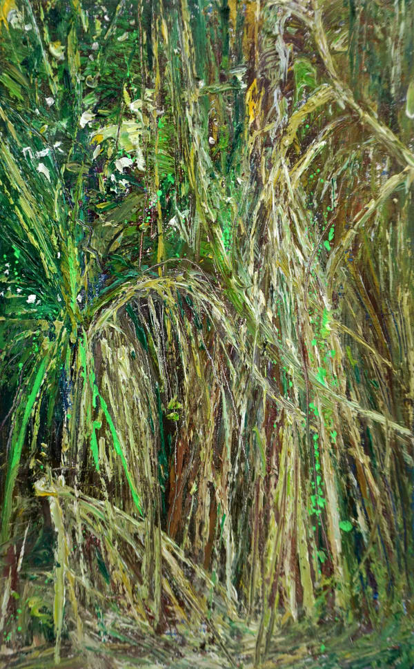 Maldives Green , 2022, oil, wax on wood, 41 x 24 cm