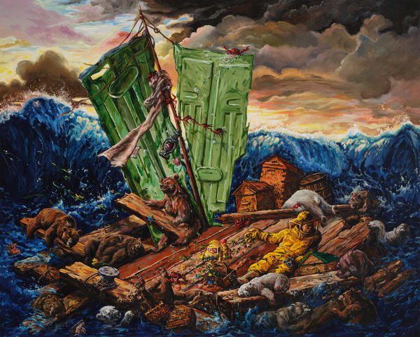 Bae Yoon Hwan, Green Bear, 2024, oil, acrylic on canvas, 130.3 x 162.2 cm