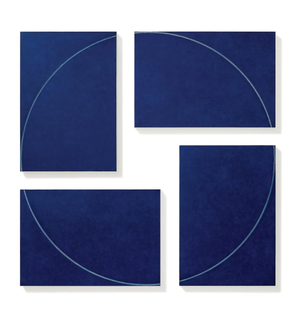 Hoh Woo Jung, Circle, 2022, oil, colored pencil on canvas, 72.7 x 50 cm each, 4 pieces