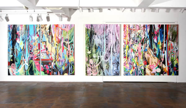 Magical Forest, 2011, acrylic, oil on canvas, poster color, 194 x 594 cm overall