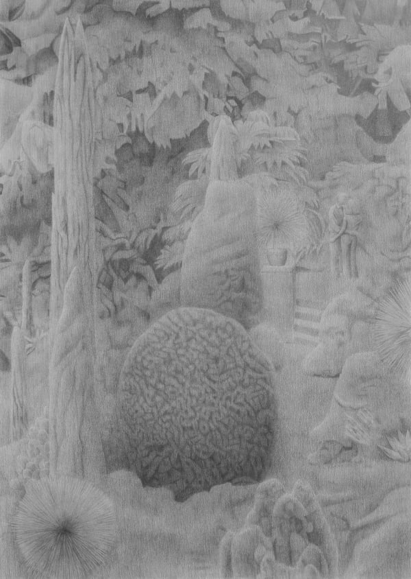 In Our Own Perfect World, 2022, graphite on paper, 105 x 75 cm