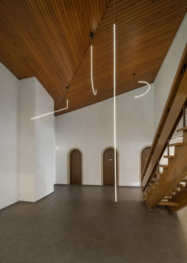 Room Drawing (light) #1, 2023, led lighting, electric wire, rope wire, dimensions Variable