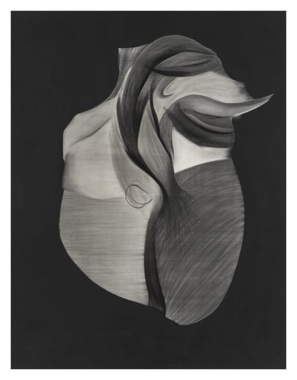 Study of Heart, 2023, gouache, graphite, charcoal, conte on canvas, 145.5 x 112.1 cm