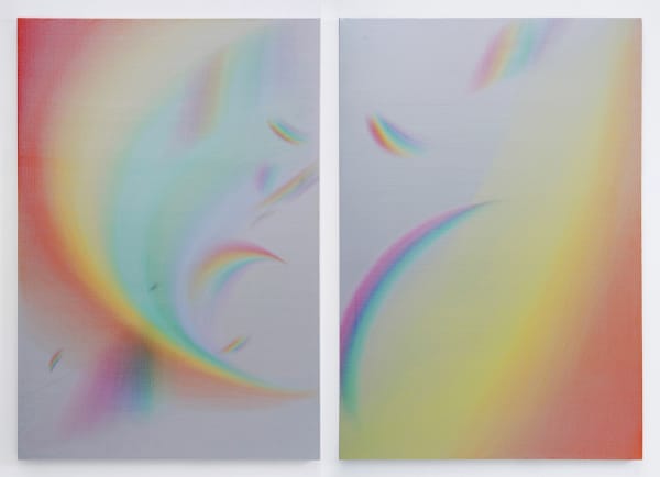 Dispersion(blooming), 2022, colorpencil on silver acrylic paint canvas, 130.3 x 89.4 cm, each 2 pieces